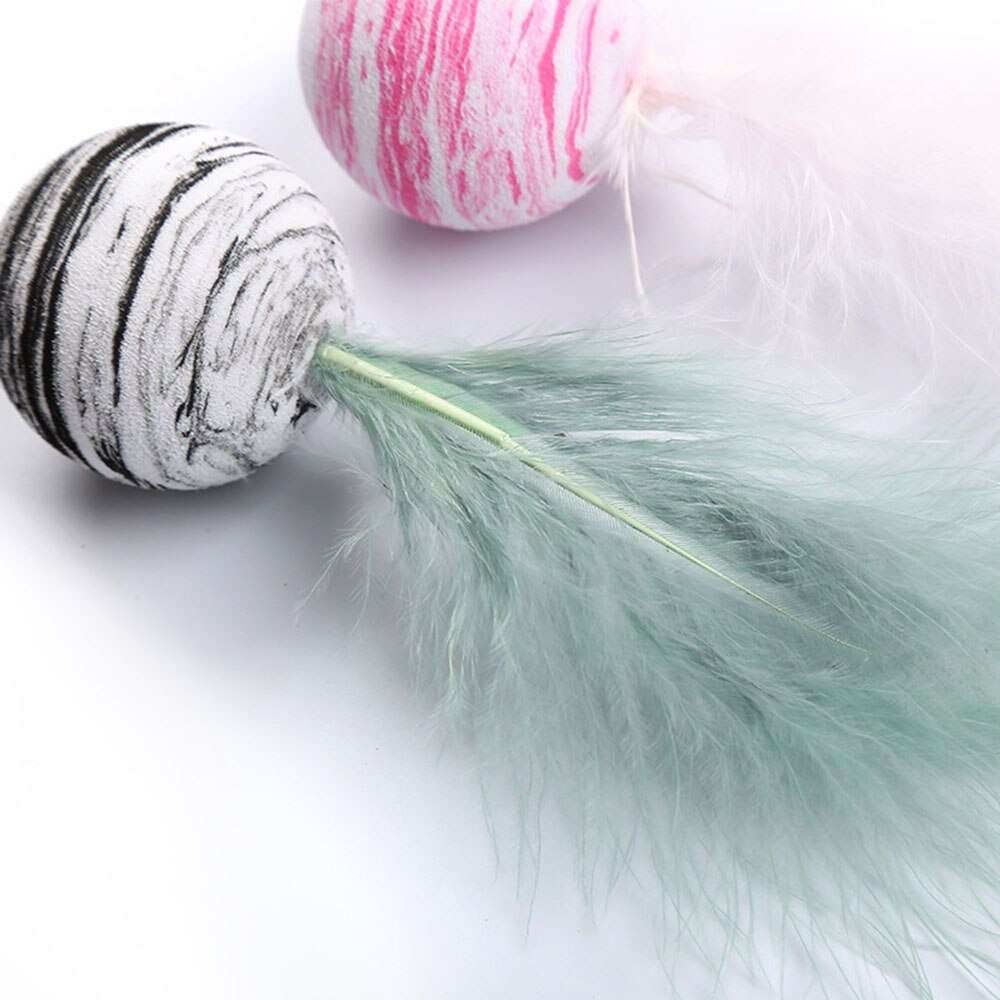 Interactive Cat Feather Ball Toy | Playful Foam Star Ball with Feather for Kittens and Puppies | Perfect for Throwing and Chasing