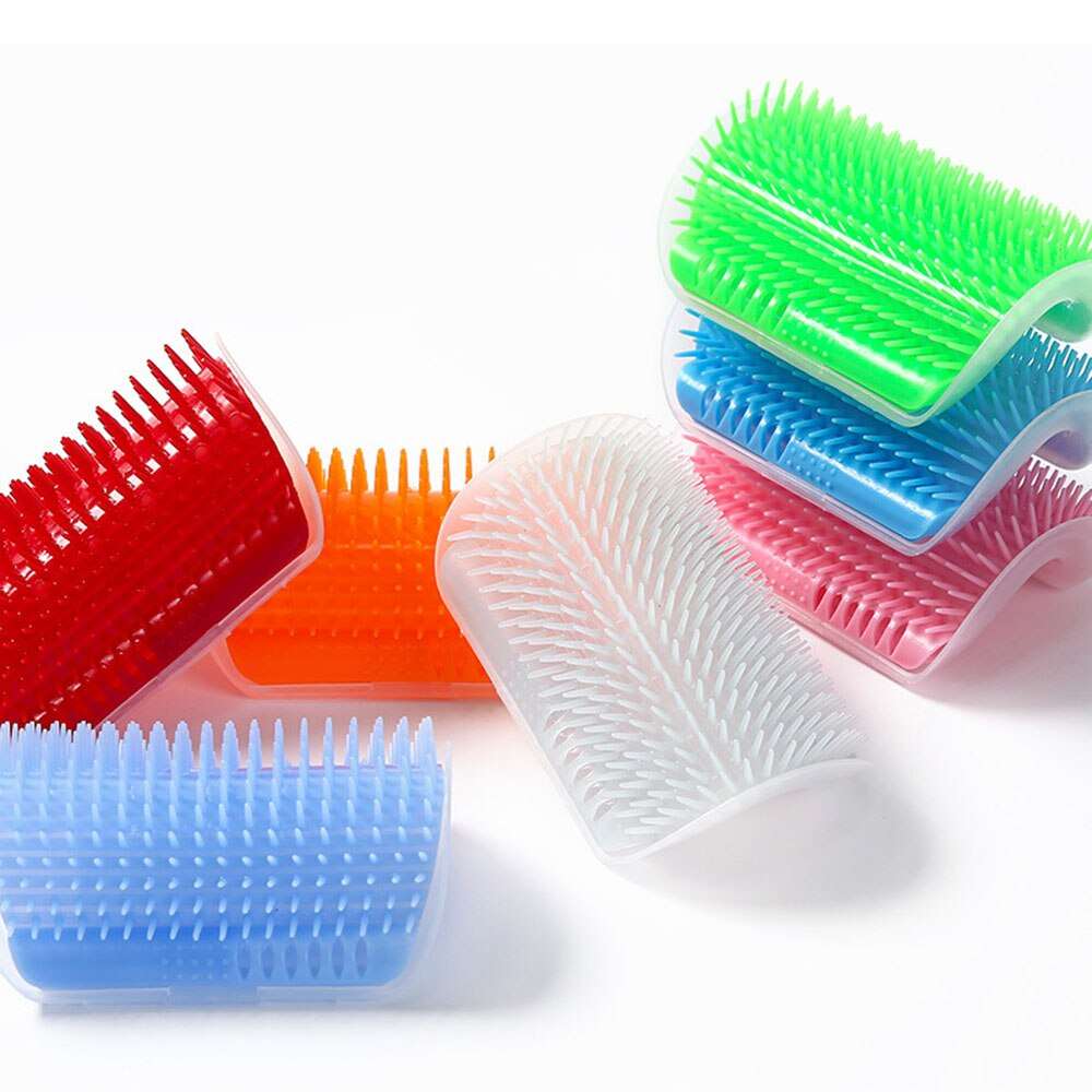 Cat Grooming Toy Arch Massager Self Cleaning Comb | Pet Hair Removal, Scratch Bristles, Plastic Cat Corner Scratcher