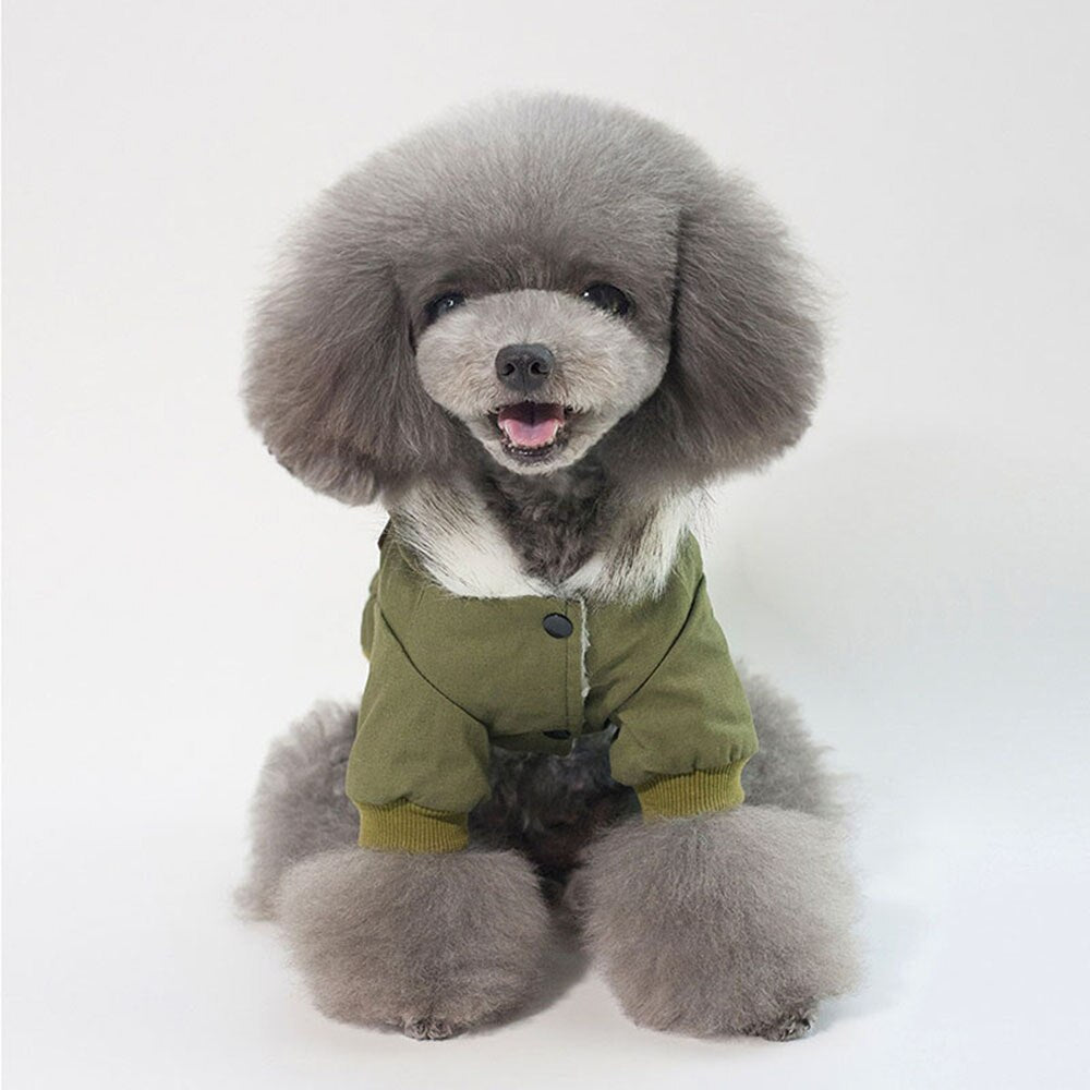 Warm Military Style Dog Jacket | Winter Windproof Coat for Small Dogs & Cats