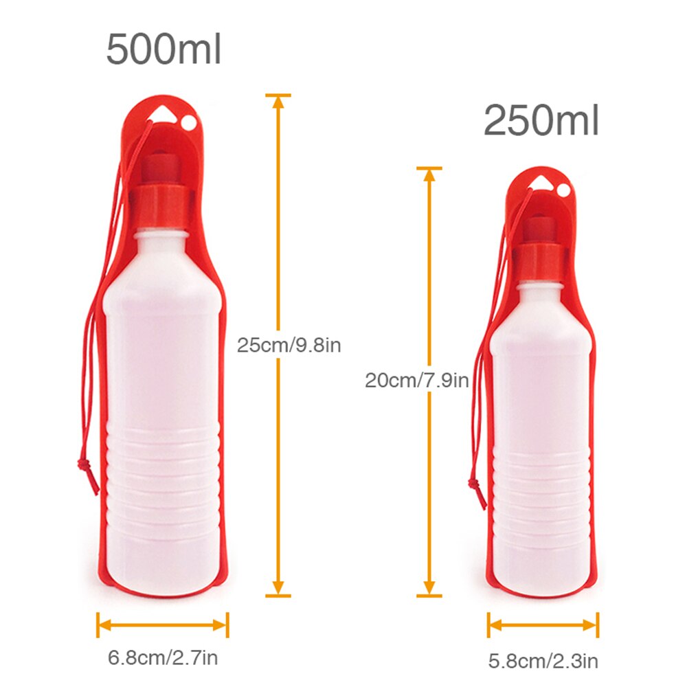 Portable Dog Water Bottle for Outdoor Travel | Rotatable Clamshell Dispenser with 250ml & 500ml Sizes