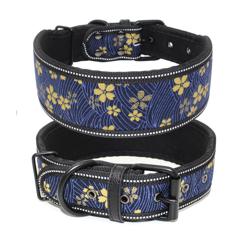 Reflective Soft Padded Adjustable Dog Collar | Wide Buckle Pet Collar for Medium to Large Dogs