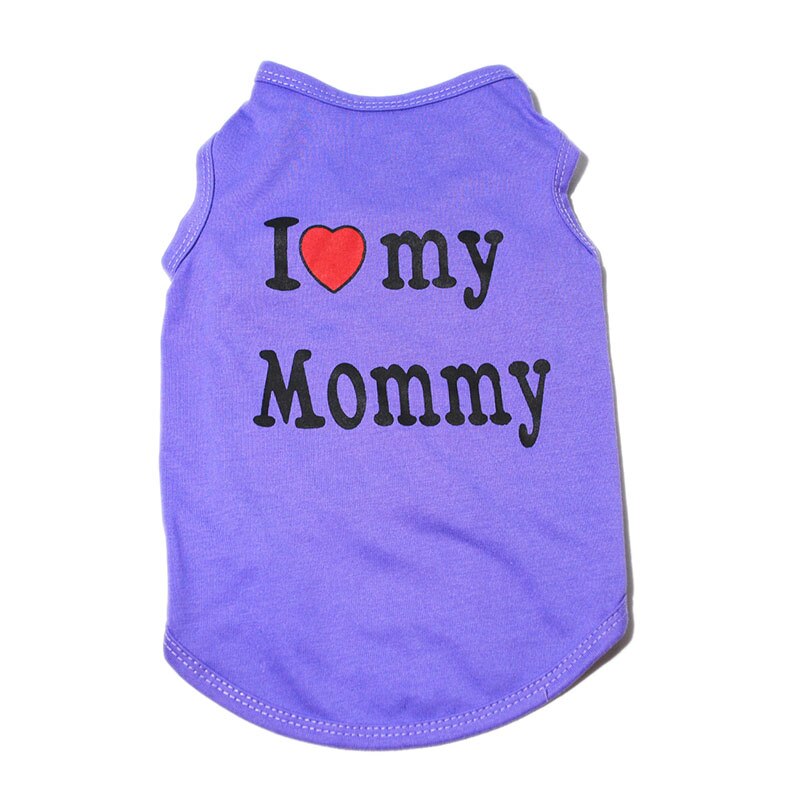 Soft Cotton Dog T-shirt | Classic "I Love My Daddy/Mommy" Print for Small Dogs & Cats | Comfortable Puppy Vest