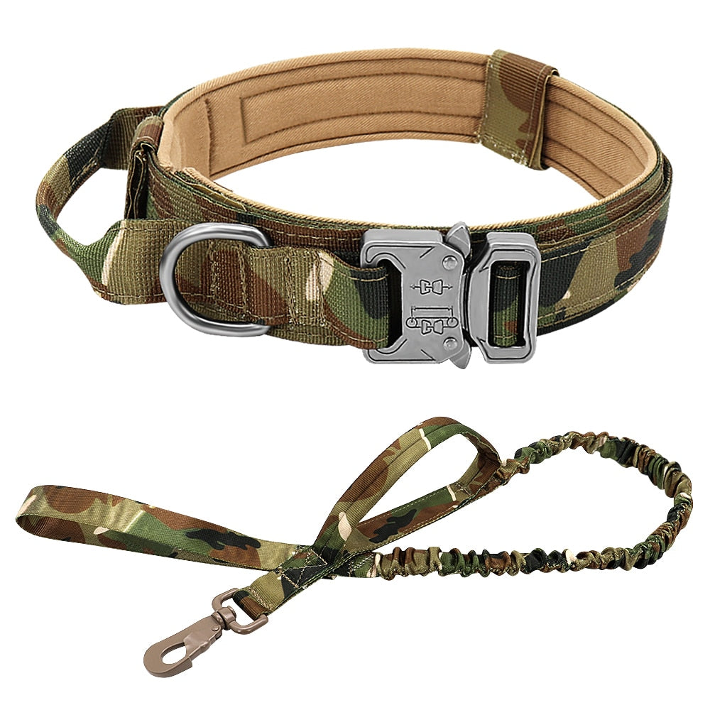 Military Tactical Dog Collar & Leash Set | Adjustable Durable Big Dog Collars & Leashes for Walking & Training Accessories