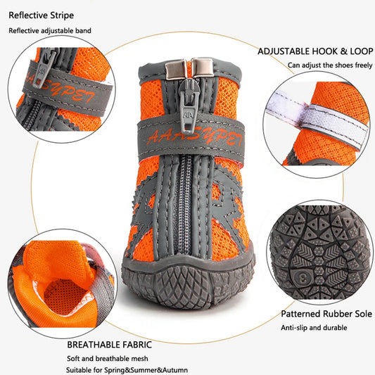 Waterproof Dog Shoes with Reflective Straps