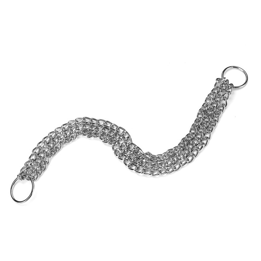 3 Rows Stainless Steel Dog Chain Collar | Strong Metal Slip Pinch Choke Collar for Walking and Training Large Dogs