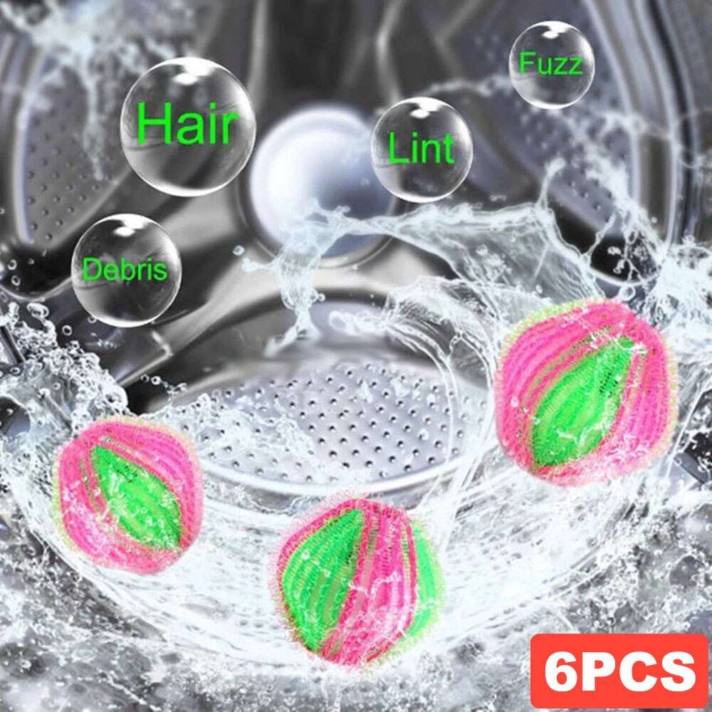 6-Pack Nylon Laundry Balls | Pet Hair Removal & Decontamination | Washing Machine Lint Removal