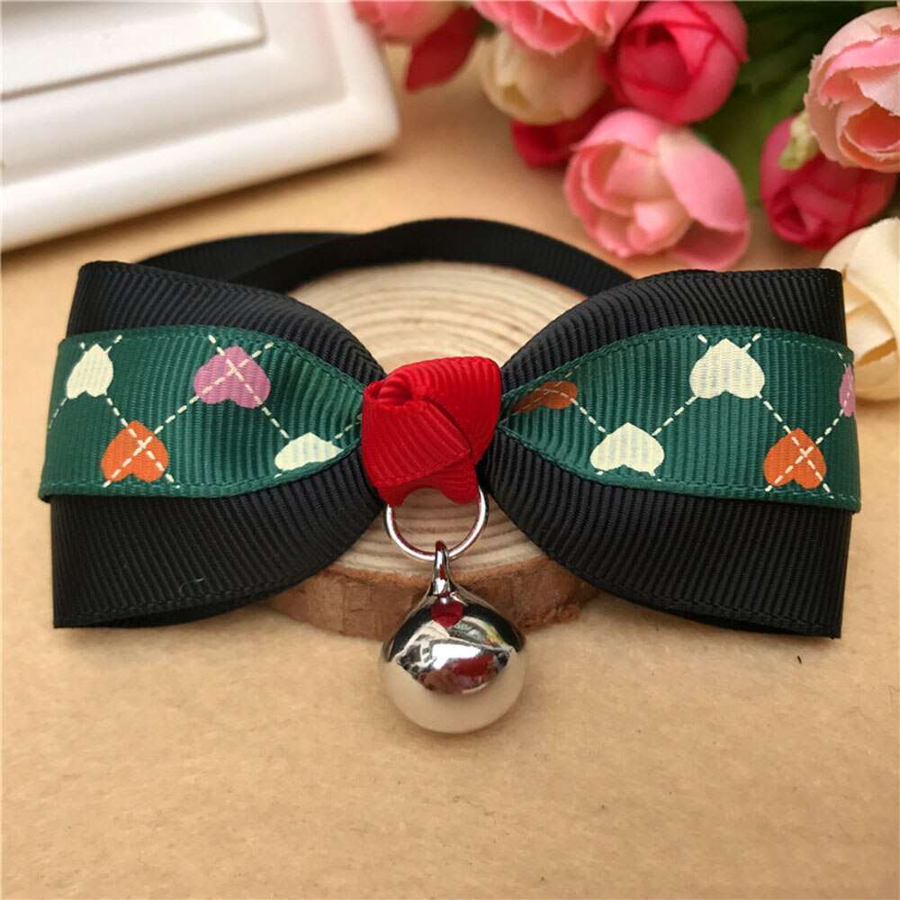 Cat Accessories | Bow Tie Collar with Bell | Breakaway Bowtie for Kitten & Small Dog | Pet Grooming Products