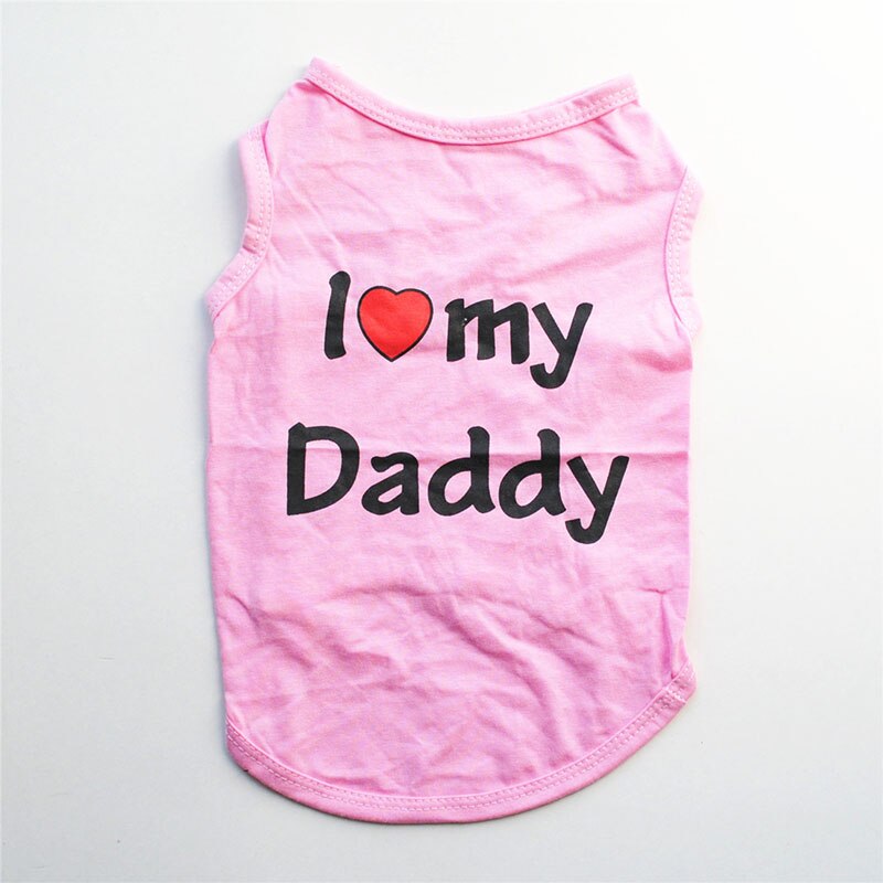 Soft Cotton Dog T-shirt | Classic "I Love My Daddy/Mommy" Print for Small Dogs & Cats | Comfortable Puppy Vest