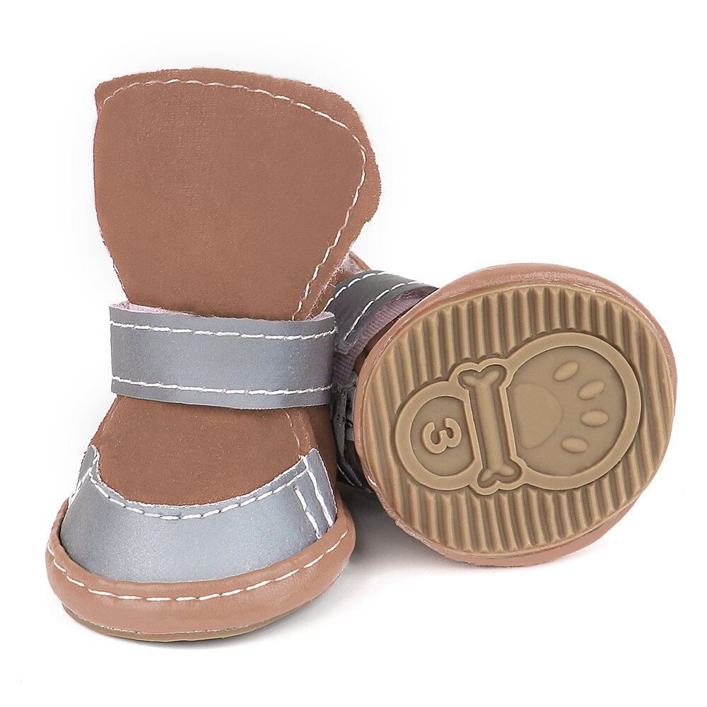 Reflective Anti-Slip Dog Boots | Warm Snow Shoes for Small & Medium Dogs, 4-Pack