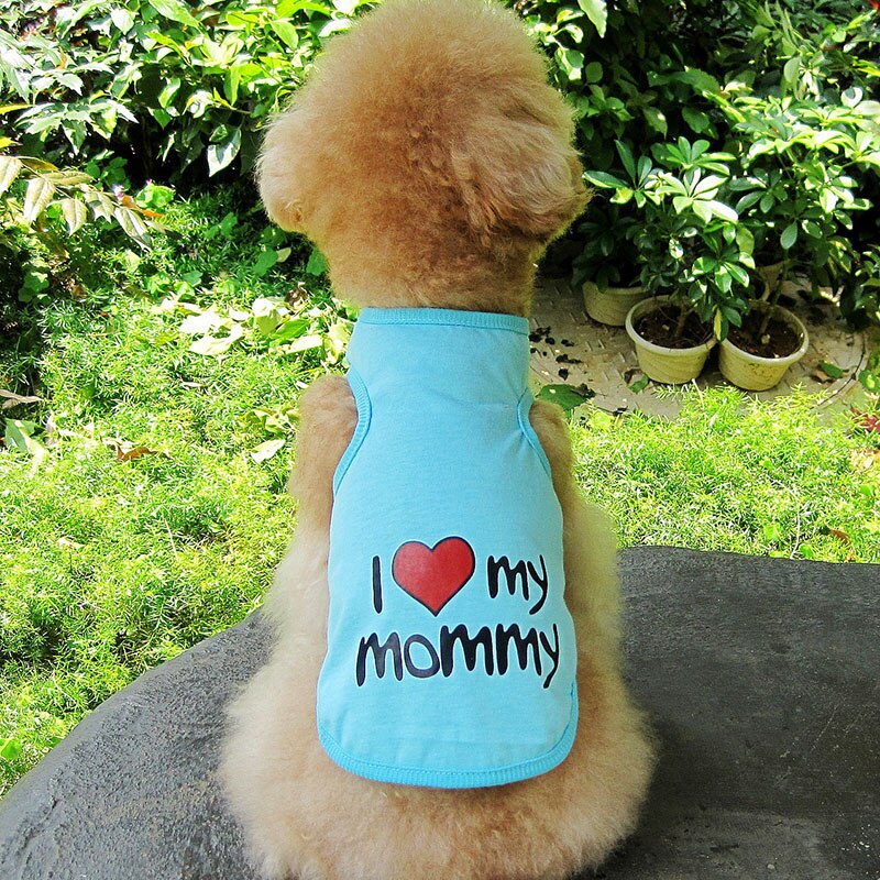 Soft Cotton Dog T-shirt | Classic "I Love My Daddy/Mommy" Print for Small Dogs & Cats | Comfortable Puppy Vest