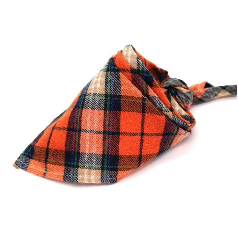 Plaid Pet Bandana Cotton Handkerchief | Soft and Comfortable Triangular Bandanas for Dogs and Cats