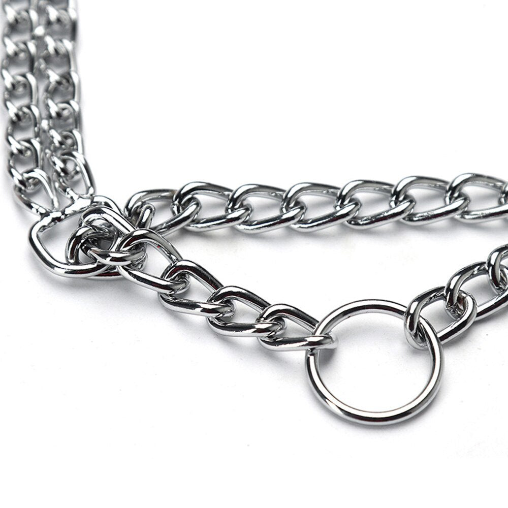 Stainless Steel Martingale Dog Chain Collar | Heavy Duty, Chew Proof, Double Row Chain for Large Breeds