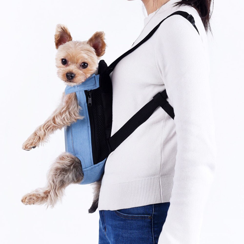 Denim Pet Dog Backpack Outdoor Travel Carrier | Secure and Comfortable Carrier for Small Dogs and Cats