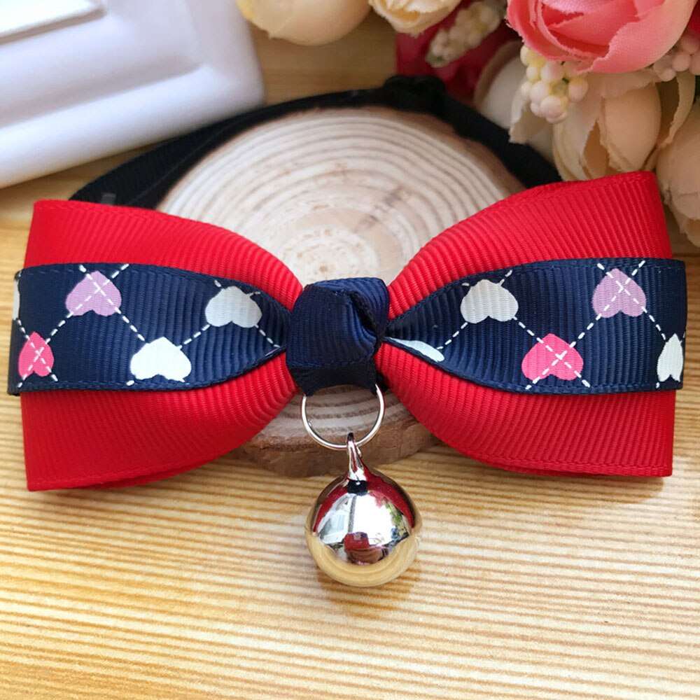 Cat Accessories | Bow Tie Collar with Bell | Breakaway Bowtie for Kitten & Small Dog | Pet Grooming Products