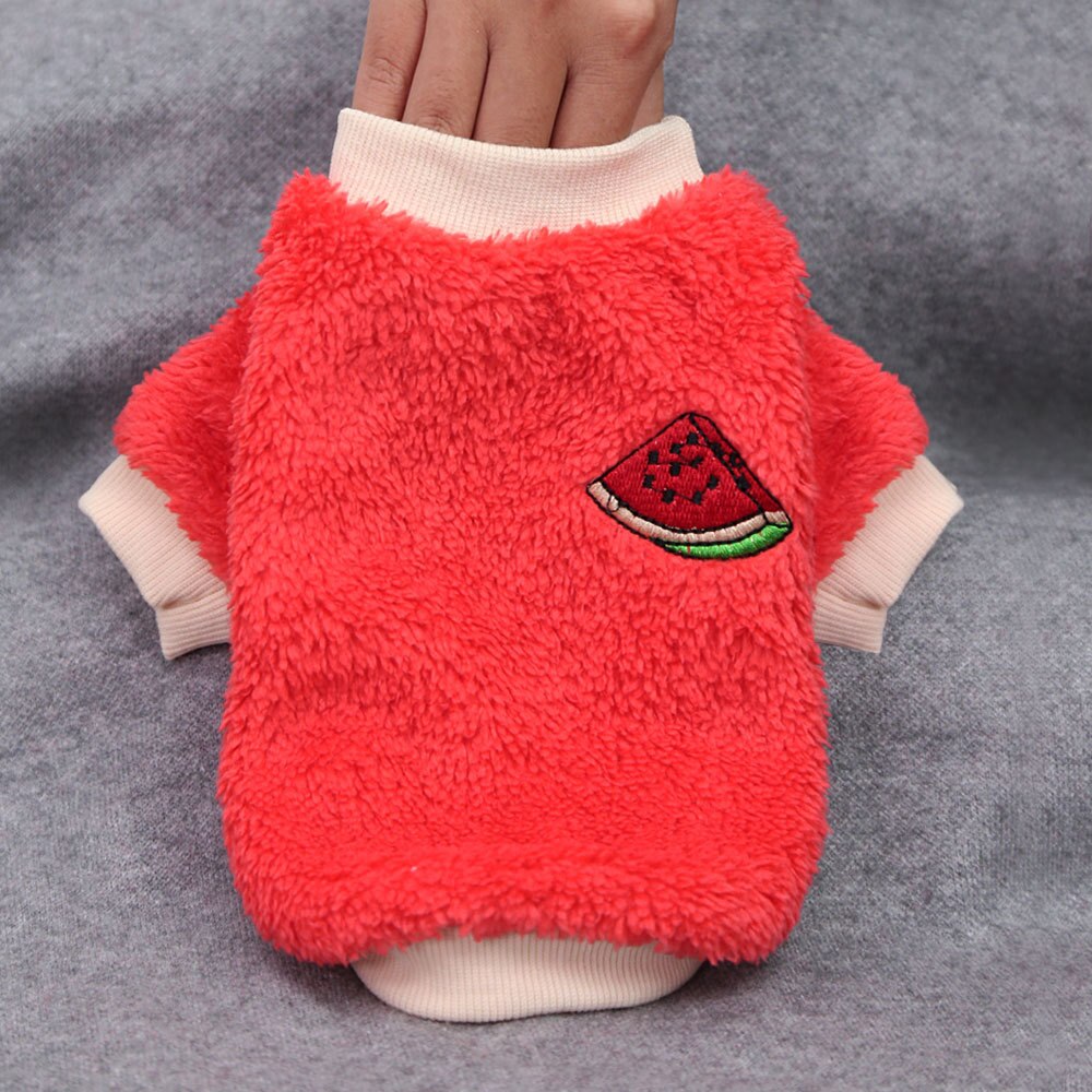 Soft Fleece Dog Coat Jacket | Winter Warm Pet Clothes for Small to Medium Dogs & Cats | Available in Fun Fruit Designs