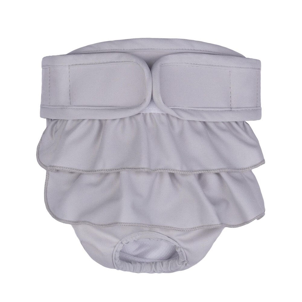 Soft Ruffle Dog Sanitary Pants | Washable & Absorbent Female Dog Diaper in Pink, Grey, & Purple