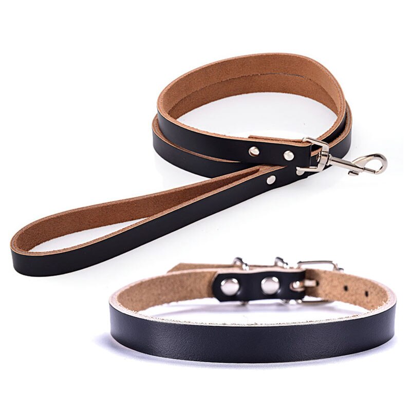 Adjustable Leather Dog Collar and Leash Set | Multiple Sizes & Colours for Small to Large Dogs