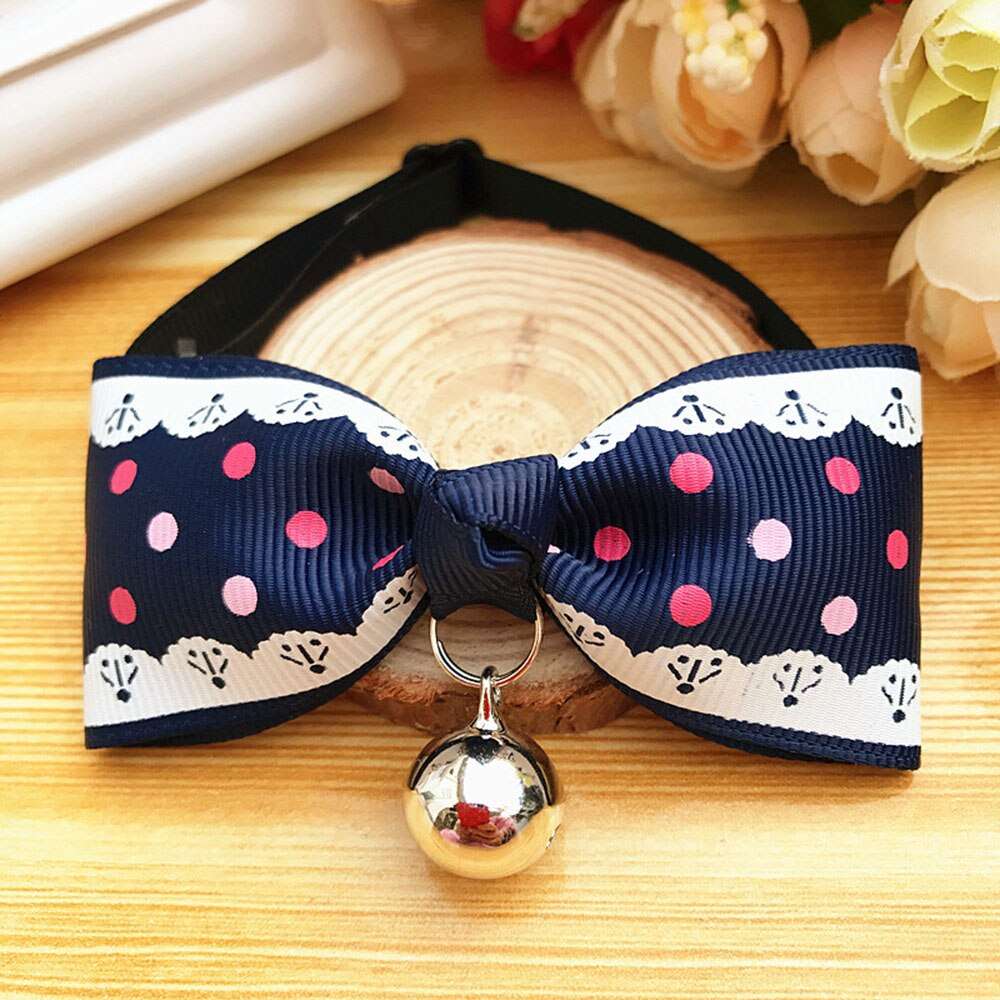 Cat Accessories | Bow Tie Collar with Bell | Breakaway Bowtie for Kitten & Small Dog | Pet Grooming Products