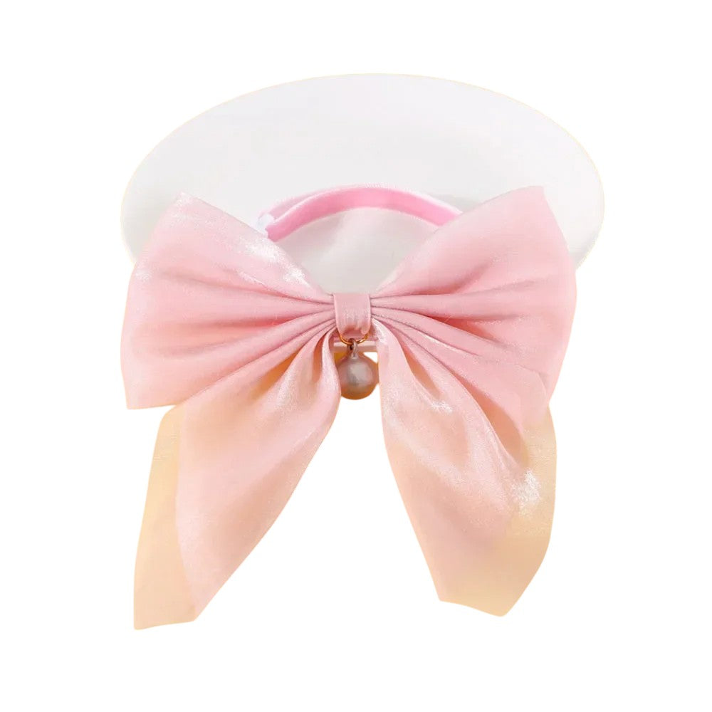 Soft Velvet Cat Collar with Bow | Adjustable Breakaway Safety Buckle in Red and Pink