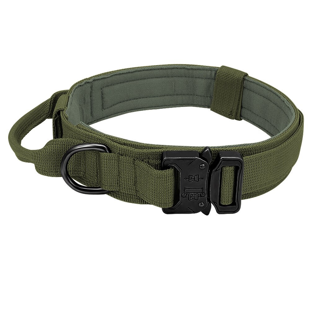 Durable Tactical Dog Collar | Military Nylon Pet Collar with Handle for Medium and Large Dogs | Adjustable for Training and Outdoor Use