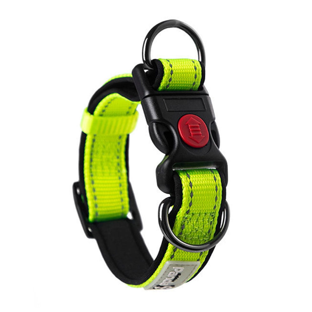 Adjustable Reflective Nylon Dog Collar | Comfortable Padded Design with Double D Rings for Small to Large Dogs