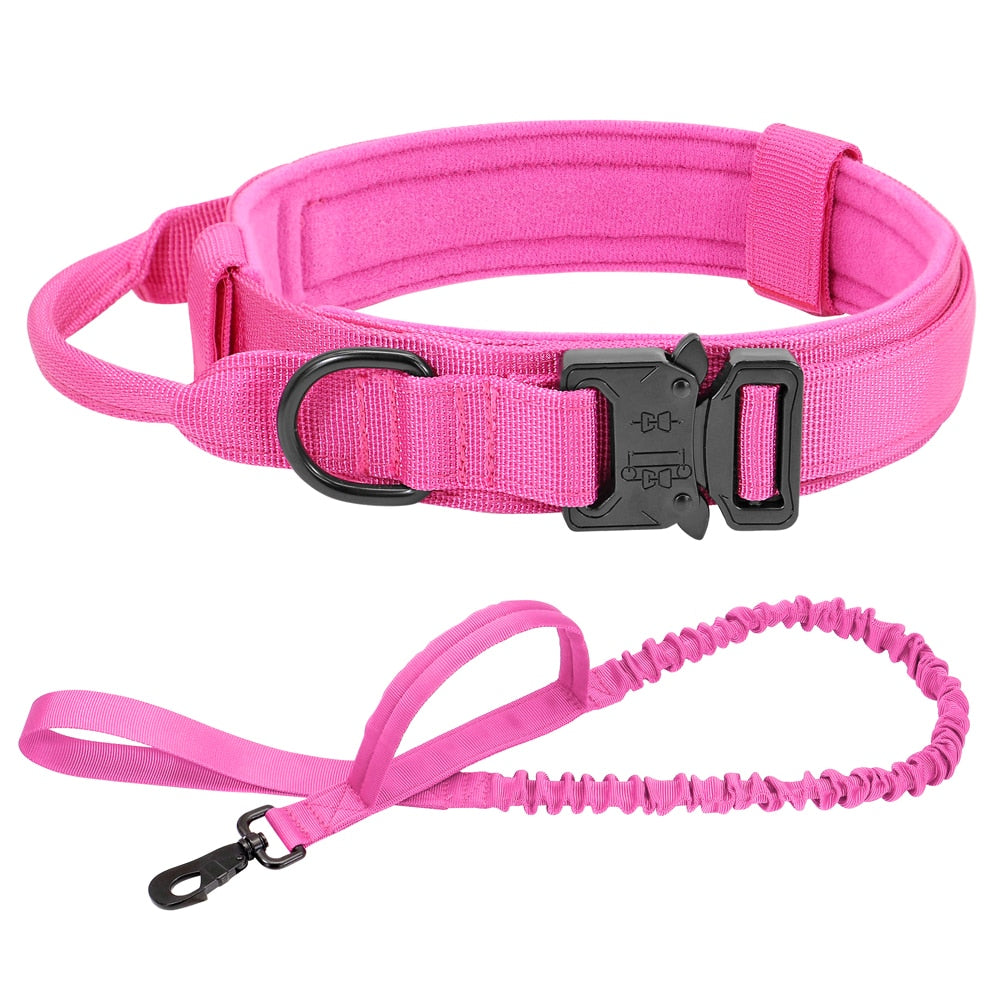 Military Tactical Dog Collar & Leash Set | Adjustable Durable Big Dog Collars & Leashes for Walking & Training Accessories