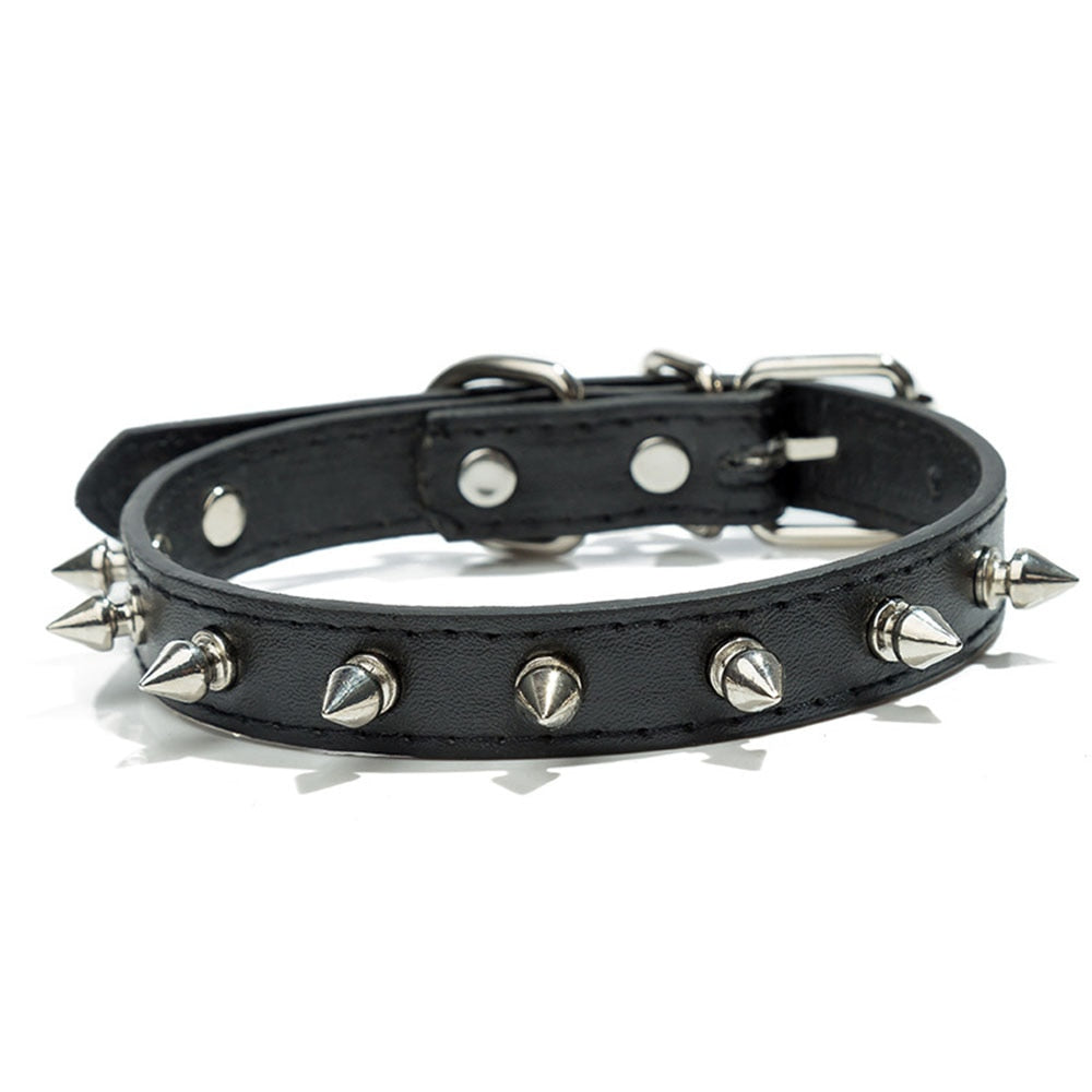 Studded Spiked Dog Collar | Anti-Bite PU Leather Collar for Small Dogs, Multiple Colours Available