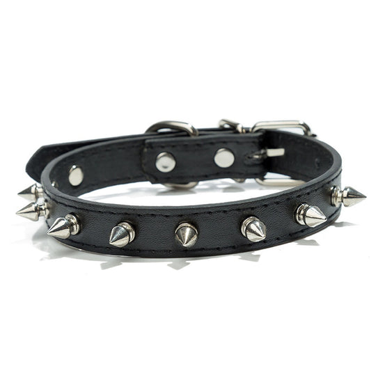 Studded Spiked Dog Collar | Anti-Bite PU Leather Collar for Small Dogs, Multiple Colours Available