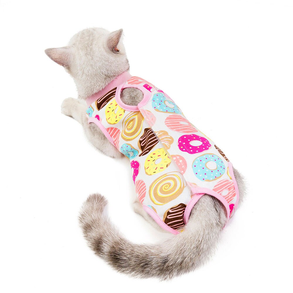 Cat Sleeveless Recovery Suit | Breathable Printed E-Collar Alternative Vest for Cats and Small Dogs