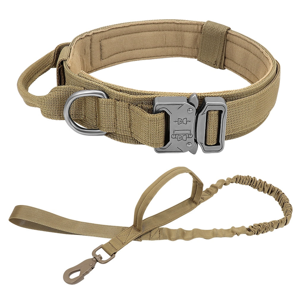 Military Tactical Dog Collar & Leash Set | Adjustable Durable Big Dog Collars & Leashes for Walking & Training Accessories