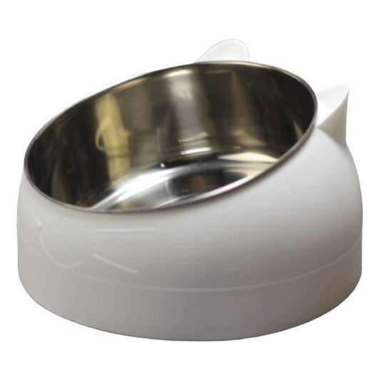 15 Degrees Raised Stainless Steel Cat Dog Bowls | Safeguard Neck Puppy Pet Feeder | Non-slip Elevated Cat Food Bowl