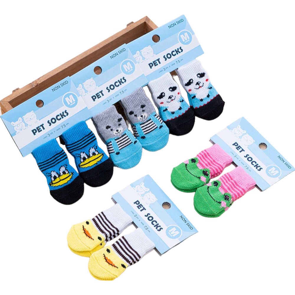 Non-Skid Pet Socks | Indoor Traction Control Socks for Small and Medium Dogs | Paw Protectors for Hardwood Floors