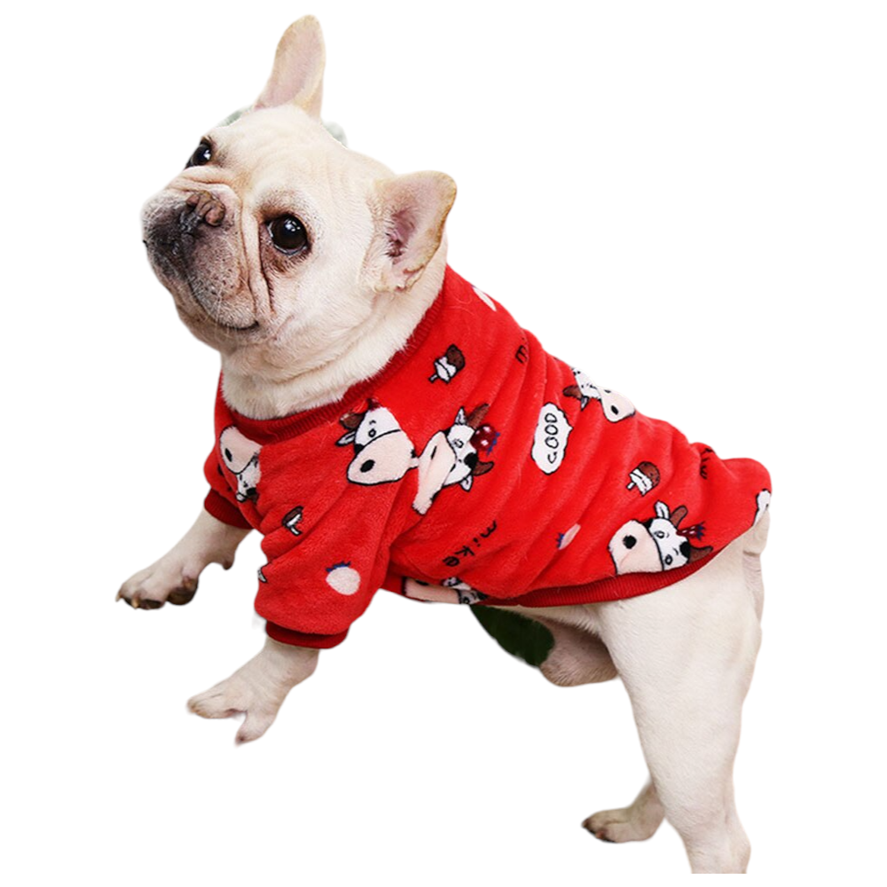 Warm Coral Fleece Dog Hoodie | Soft Winter Pet Sweater with Cute Print for Small Dogs and Cats