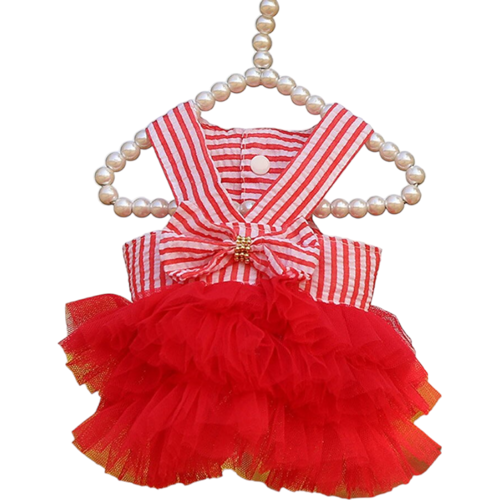 Cute Summer Striped Dog Dress | Princess Tulle Skirt for Small Dogs & Cats