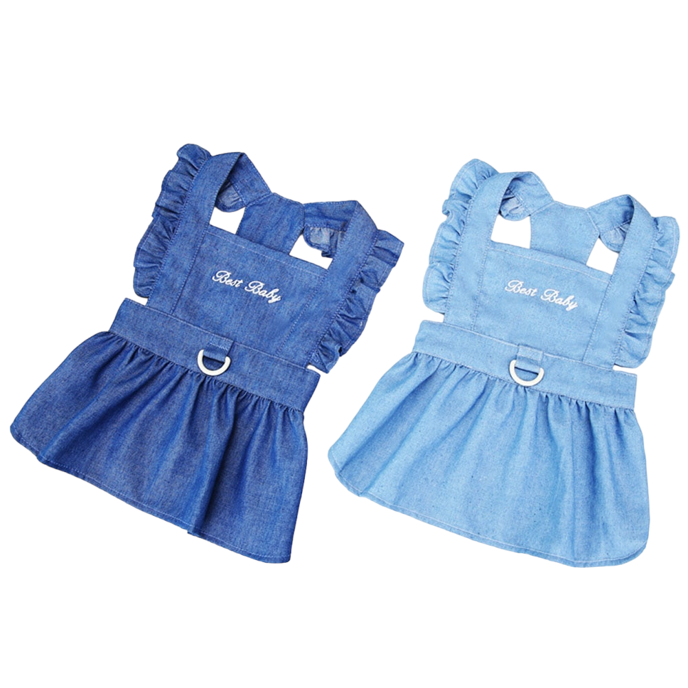 Denim Dog Dress with Harness Hole | Adorable Summer Pet Dress for Small to Medium Dogs and Cats
