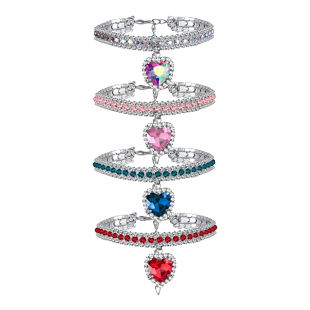 Rhinestone Cat Necklace Crystal Heart Pendant | Bling Pet Collar for Cats & Small Dogs | Stylish and Comfortable