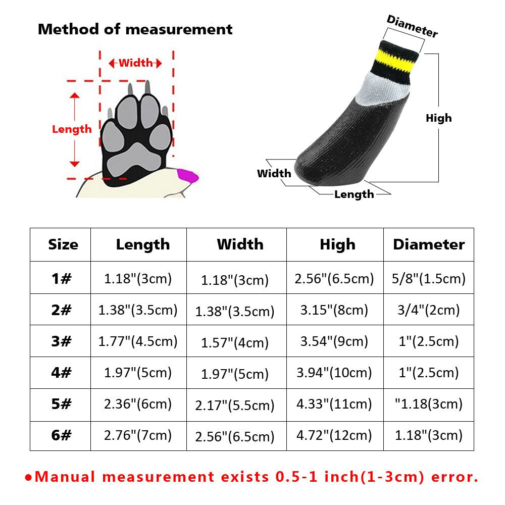 Outdoor Waterproof Dog Socks with Rubber Sole | Non-slip, Anti-stain, Warm Booties for Small to Large Dogs | Great for Rainy and Snowy Weather