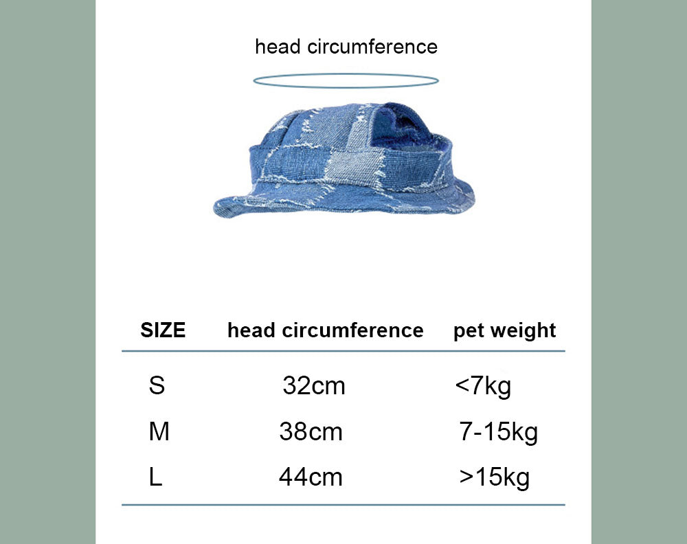 Fashion Pet Dog Denim Hat | Stylish Sun Protection with Ear Holes for Small, Medium, and Large Dogs