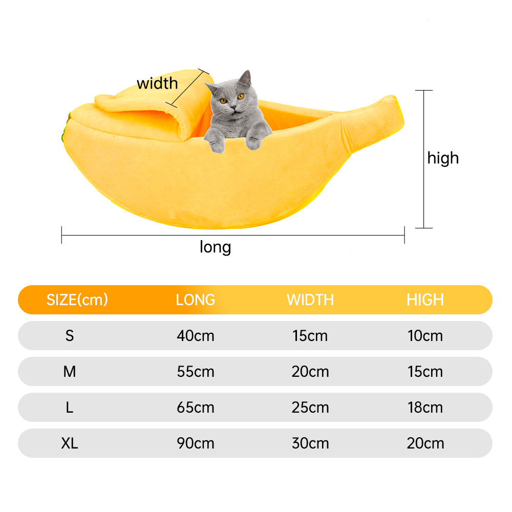 Comfortable and Washable Banana Shape Pet Bed | Ideal for Small Dogs, Cats, and Kittens in Various Sizes and Colours