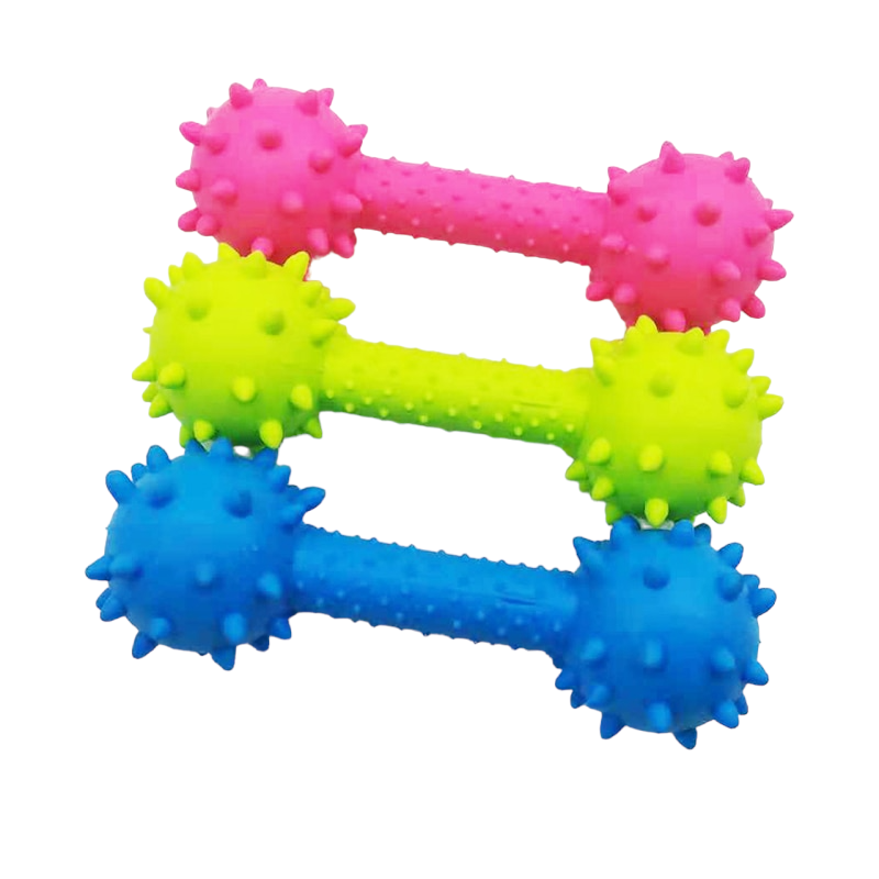 Durable Rubber Barbell Chew Toy for Dogs | Teeth Cleaning and Bite-Resistant Fun