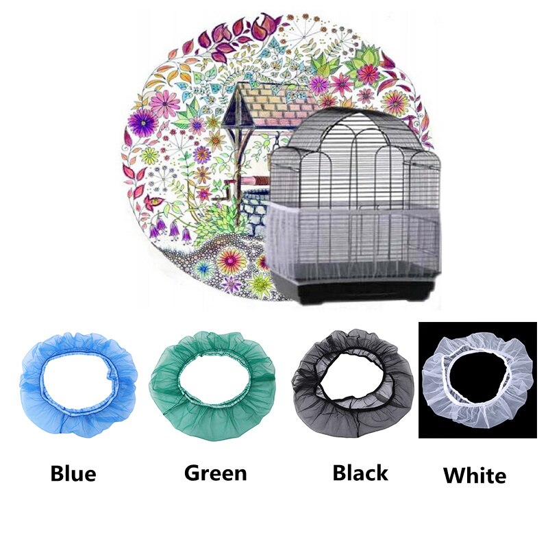 Breathable Nylon Bird Cage Seed Catcher Cover | Elastic Mesh Skirt to Reduce Mess & Drafts