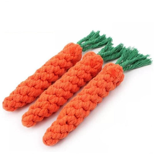 Durable Cotton Rope Carrot Dog Chew Toy | Teeth Cleaning and Interactive Play for Small to Medium Dogs