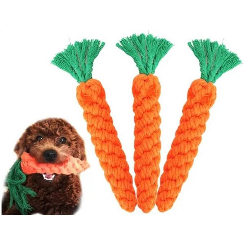 Durable Cotton Rope Carrot Dog Chew Toy | Teeth Cleaning and Interactive Play for Small to Medium Dogs