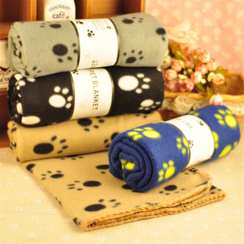 Warm Fleece Pet Blanket | Soft and Comfy Paw Print Design for Cats and Dogs | 60cm x 70cm