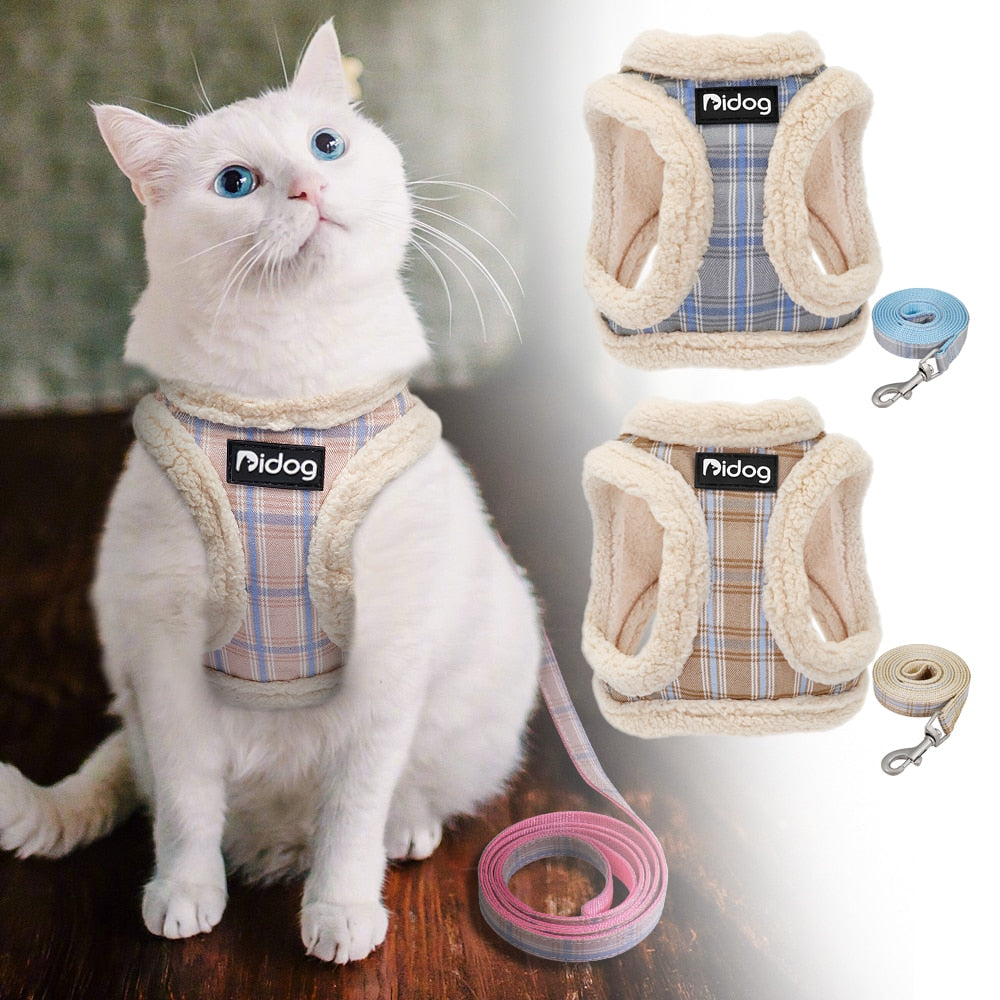 Soft Padded Cat Harness Vest | Adjustable Harness with 1.5m Leash for Small Dogs and Cats