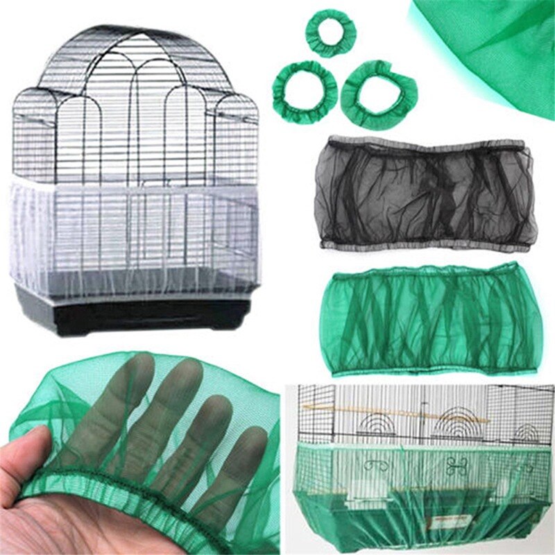 Breathable Nylon Bird Cage Seed Catcher Cover | Elastic Mesh Skirt to Reduce Mess & Drafts