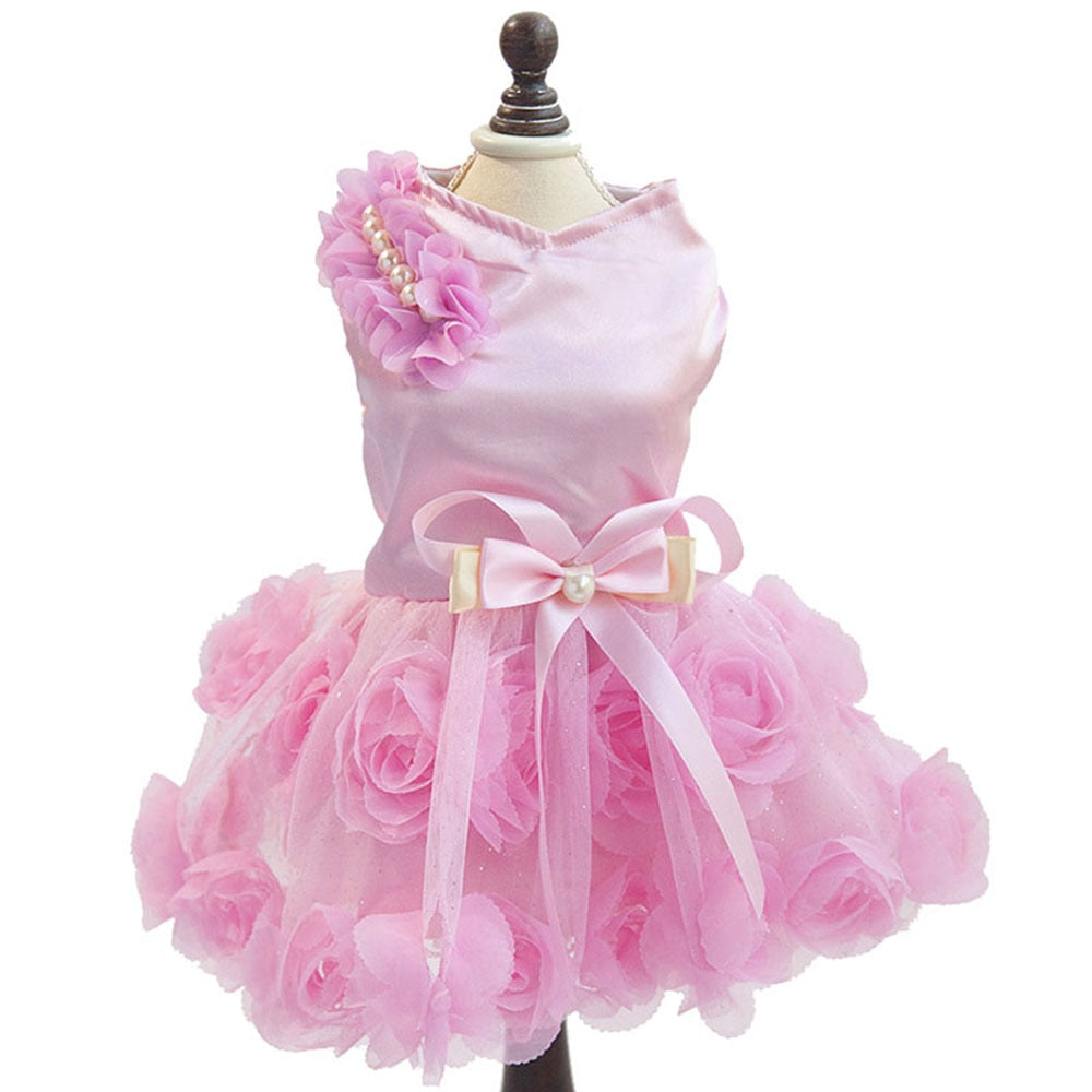 Elegant Dog Wedding Dress | Princess Rose Design for Small Dogs
