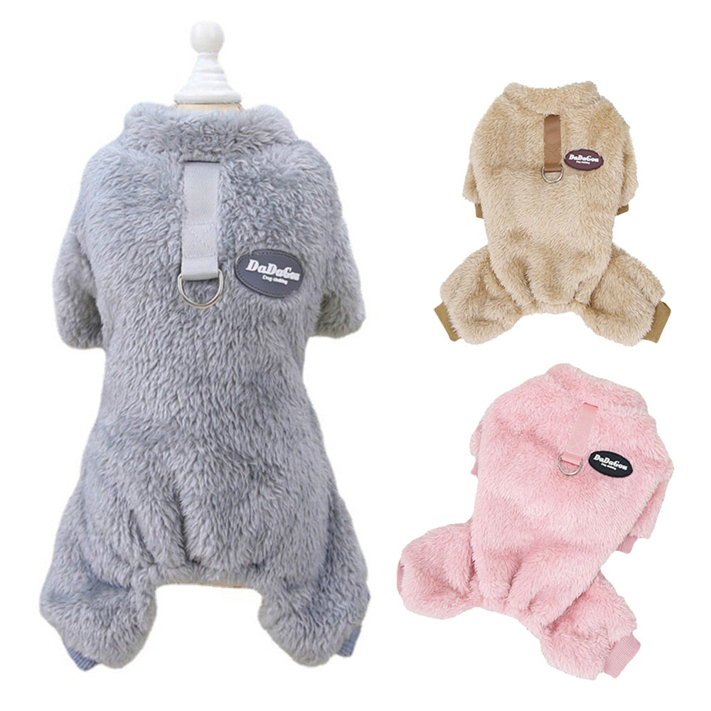 Fleece Warm Dog Jumpsuit Pajamas | Cozy Autumn Winter Pet Clothing for Small Dogs & Cats