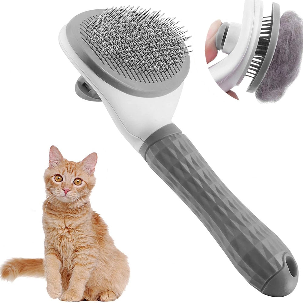 Self Cleaning Slicker Brush for Dogs & Cats | Pet Hair Removal Grooming Comb with Massage Features for Long or Short Hair Pets