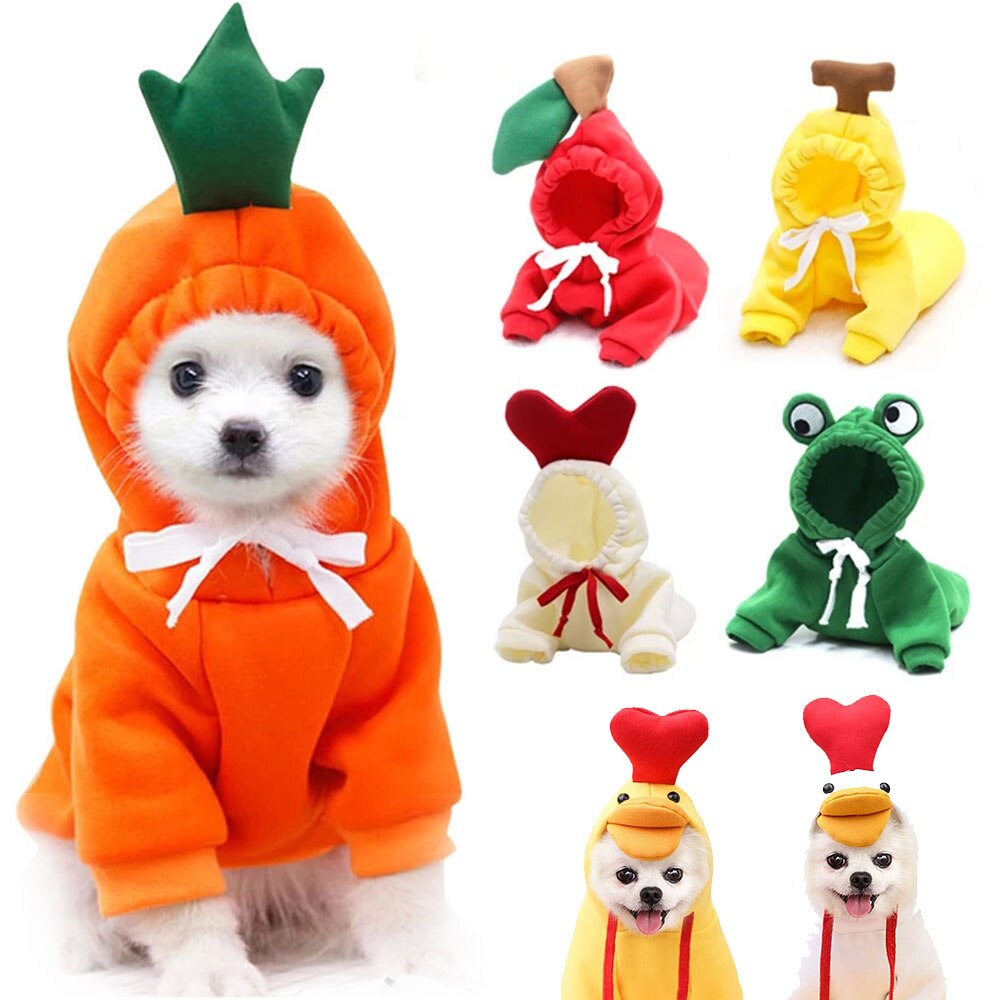 Warm Fleece Fruit Dog Hoodies | Adorable Pet Costume for Small Dogs and Cats, Soft and Cozy for Cold Weather